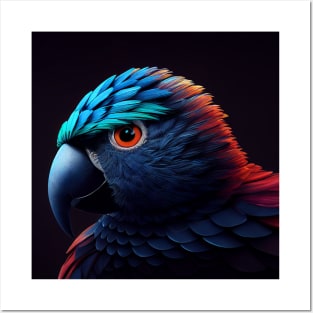 Futuristic parrot with background Posters and Art